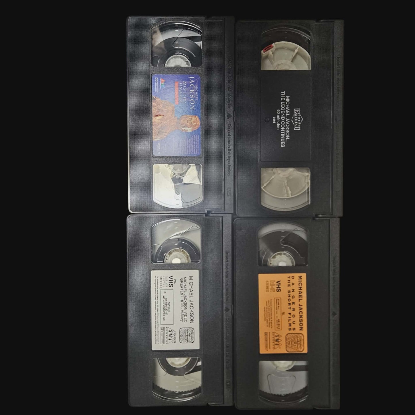 Collection complète de cassettes VHS vintage de Michael Jackson (4 cassettes, Benelux 1988-2001)
